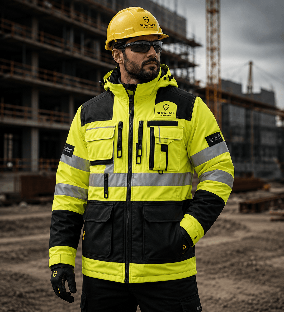Glowsafe Premium Range EN ISO 20471 Class 3 heavy-duty reflective safety jacket — oil gas infrastructure manufacturer India